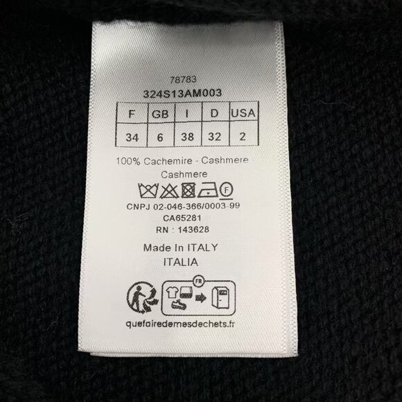 Christian Dior Black Cashmere Knit Top With Ruffled Sleeves & Star Detail - Picture 6 of 8